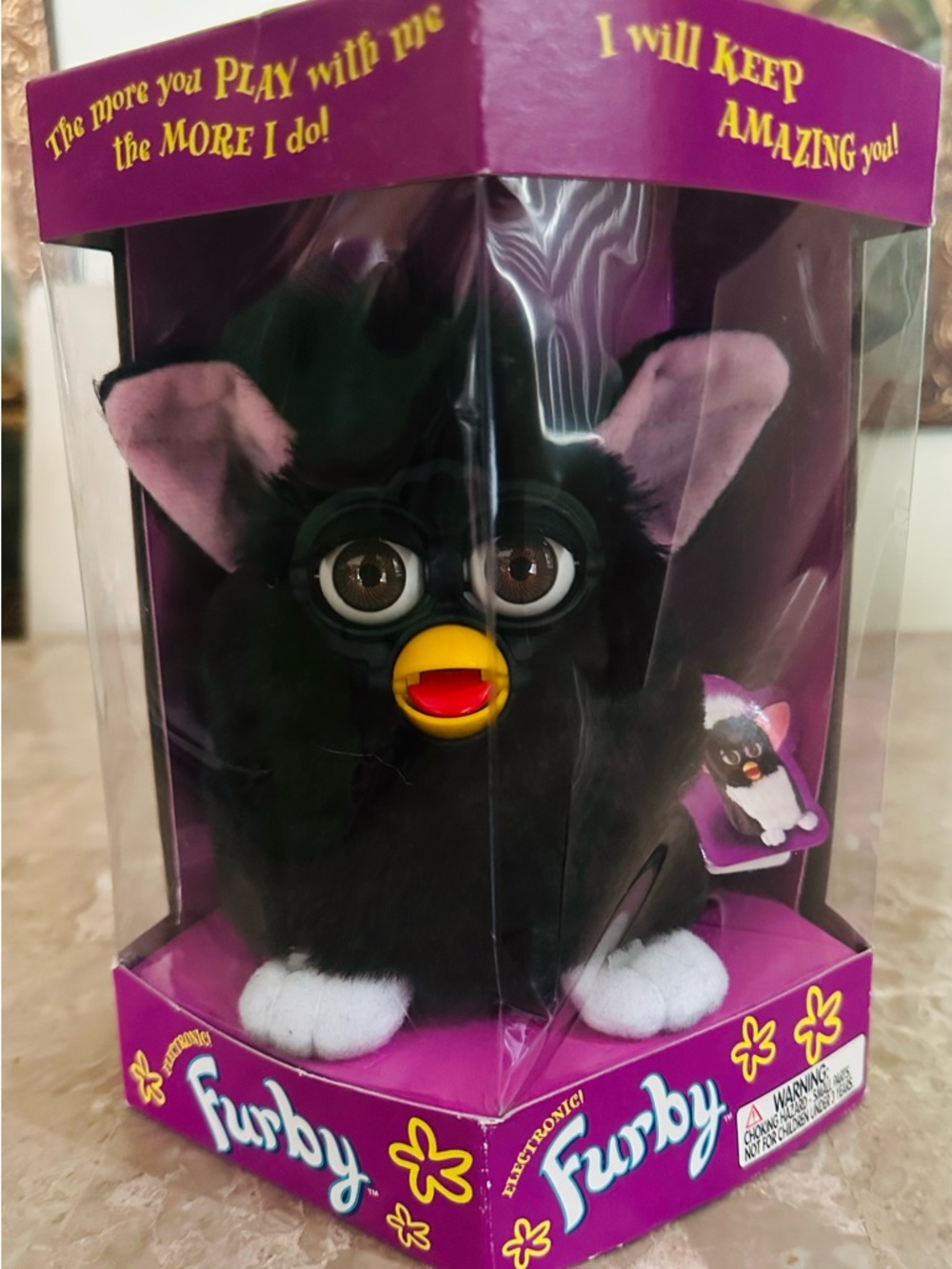 1st Gen 1998 Furby 70-800 Black w/ Pink Ears Sealed in Box Tiger Electronics